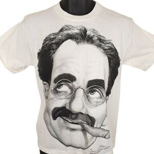 Vintage Groucho Marx T Shirt Mens Size Small White 90s Portrait Made In USA